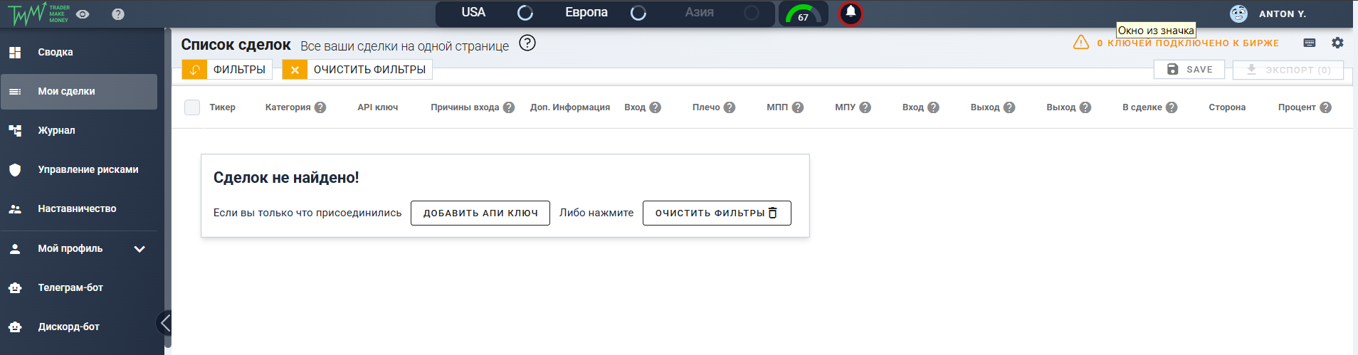 дневник сделок TMM