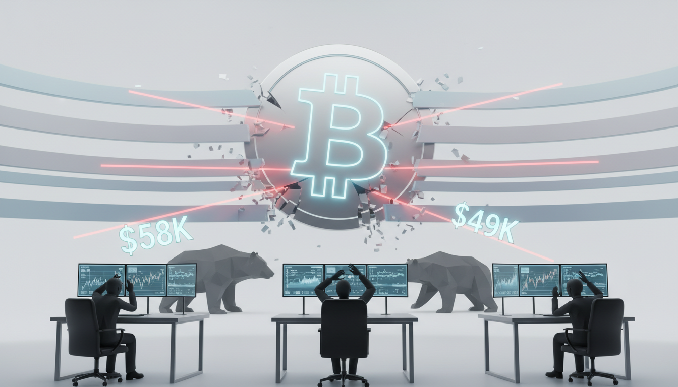 Биткоин снова под давлением: потенциальное падение до $49K Новости BTC - Биткоин снова под давлением: потенциальное падение до $49K